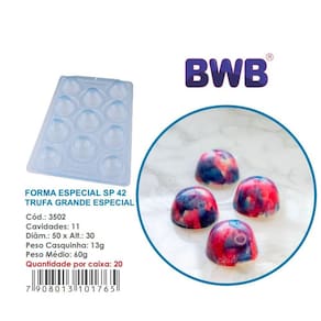 Kit 2 Formas especial trufa grande 60g 3 partes c/ silicone pascoa bwb 3502 sp 42