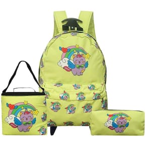 Mochila Feminina Escolar Infantil Rodinha Unicórnio Gato Impermeável Costas Kit Lancheira Térmica Transversal Estojo