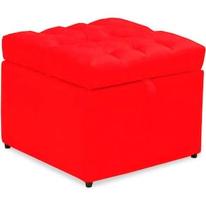 Puff Baú Decorativo Mali - Casa Chick Suede Vermelho
