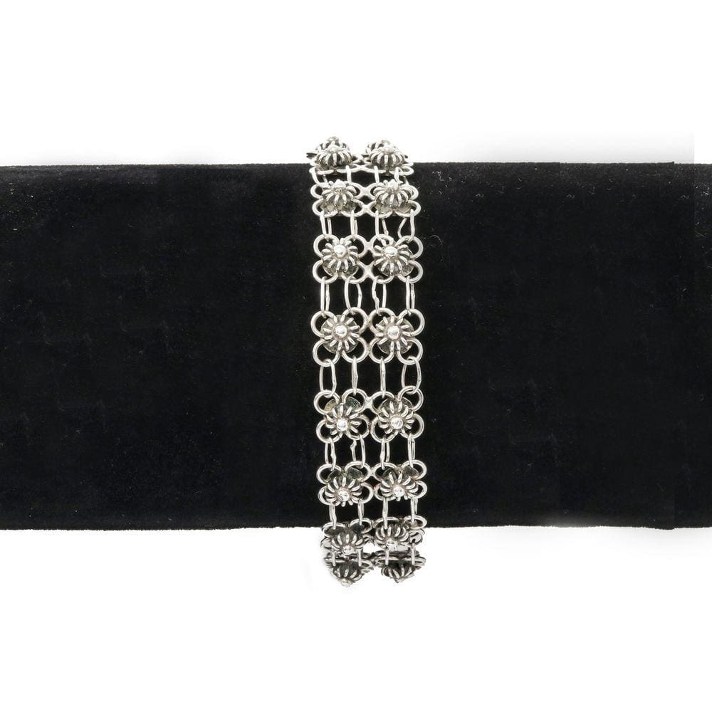 Pulseira Feminina Cartier Flores Duplo Prata 925 Legítima