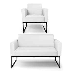 Sofá Namoradeira Com Poltrona Base Industrial Preto Marisa Corino D03 - D\`rossi Cor Branco