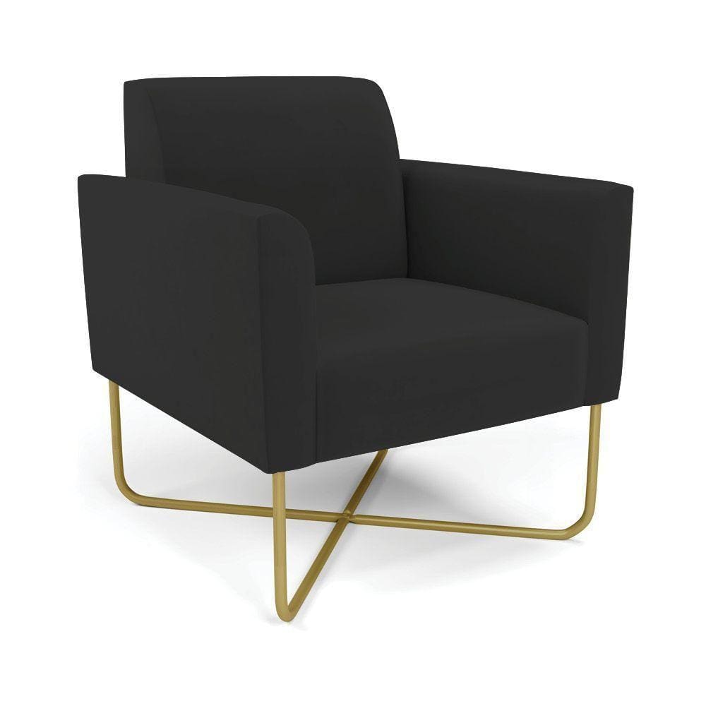 Poltrona Base X Industrial Dourado Marisa Veludo D03 - D\`rossi Cor Preto