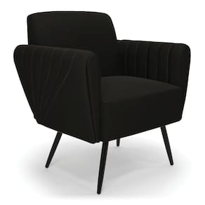 Poltrona Pés Palito De Ferro Bruna Suede Preto - D\`rossi