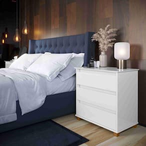 Mini Cômoda 3 Gavetas Ej Sala Quarto Branco Rede Móveis