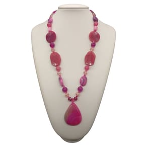Colar com Pedras Naturais Ágata Rosa