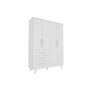 Guarda Roupa Infantil Retrô C/ 4 Portas E 3 Gavetas Branco - Peroba
