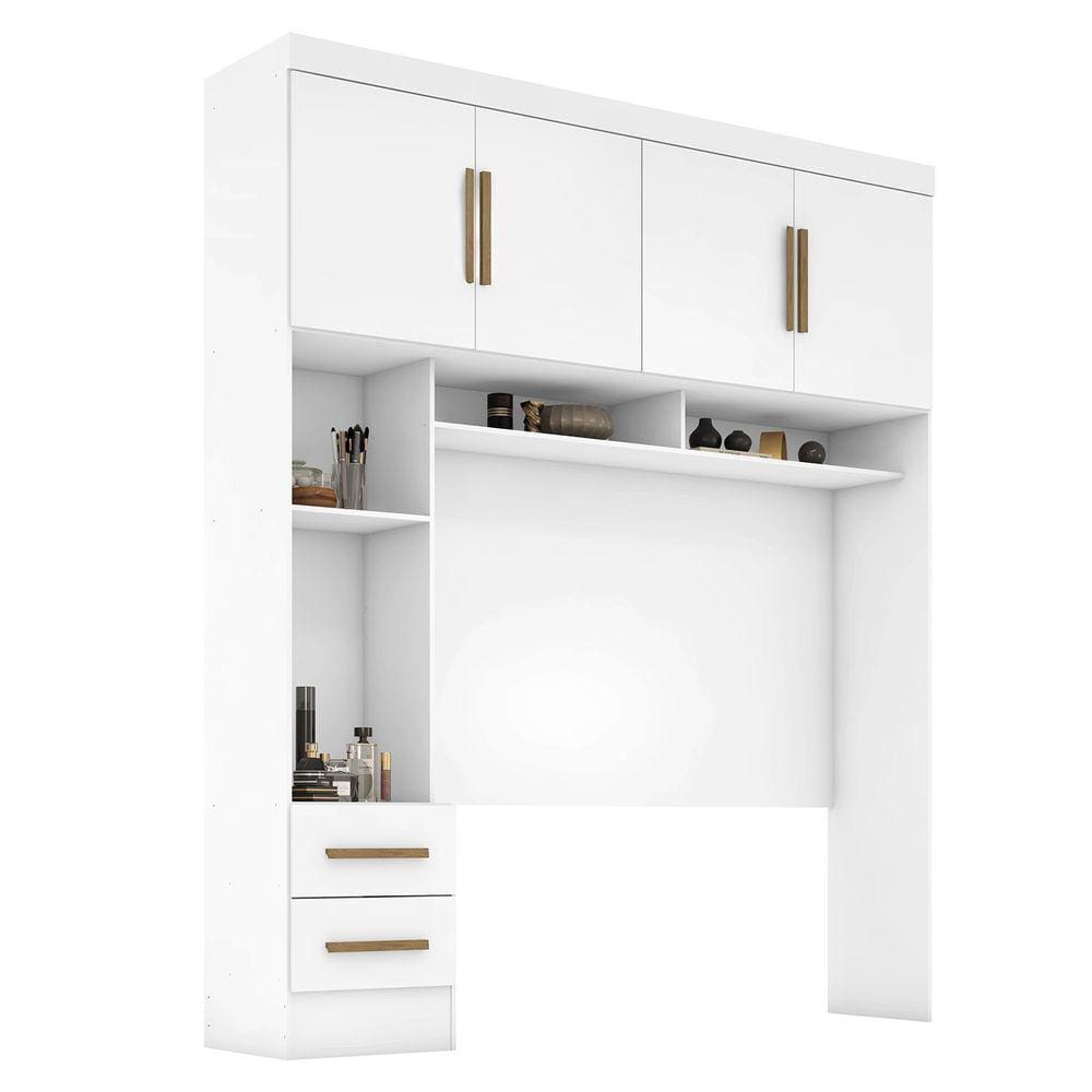 Módulo Closet Smart Aéreo 2 Gavetas Com Maleiro Branco
