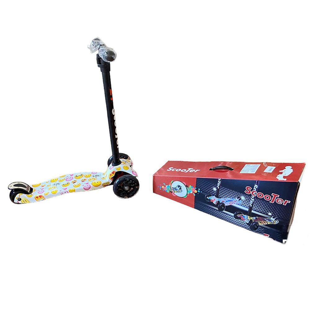 Patinete 3 Rodas Com Leds Altura Ajustável E Base Scooter