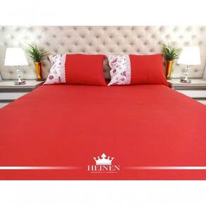Jogo De Cama Casal 3 Pçs Em Malha 100% Algodão Vermelho