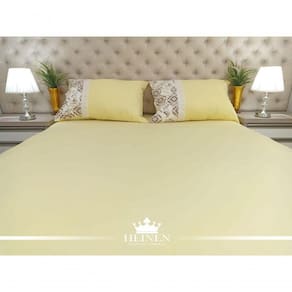 Jogo De Cama Casal 3 Pçs Em Malha 100% Algodão Amarelo