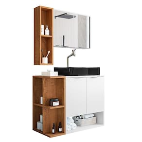 Gabinete Banheiro Star Cuba Dalla Preta Tor Dl08 Valv Click Branco/naturale Branco/naturale