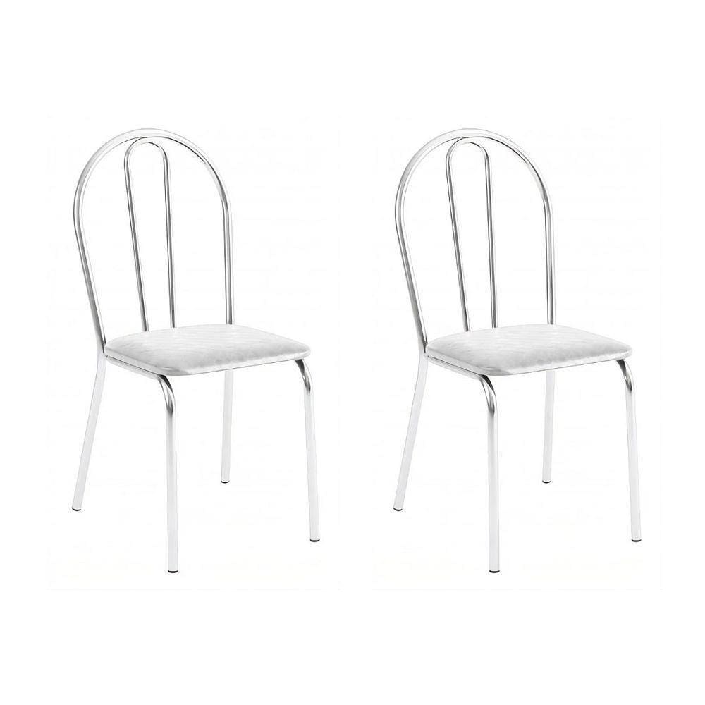 Kit 2 Cadeiras Lisboa Cromada Para Cozinha Ou área Gourmet-assento Sintético Branco