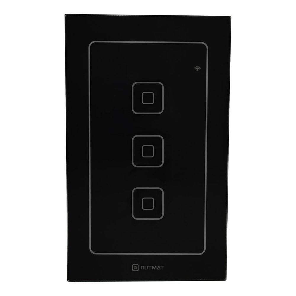 Interruptor Inteligente Outmat Touch Wi-Fi 4X2 3 Bot. Preto