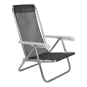 Cadeira Reclinável 4 Posições Aluminio Lazy Sannet Preto Bel
