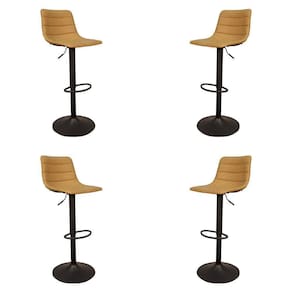 Kit 4 Banquetas Decorativas Travis Pu Com Regulagem De Altura Base Disco C/apoio Para Os Pés Caramelo/preto G56 - Gran Belo