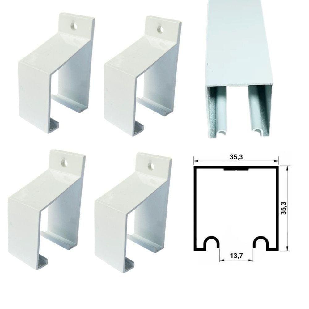 4 Suportes Parede Para Trilho Sp-1098 Branco
