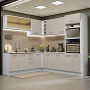 Armário de Cozinha Completa de Canto 459cm Branco/Crema Agata Madesa 01