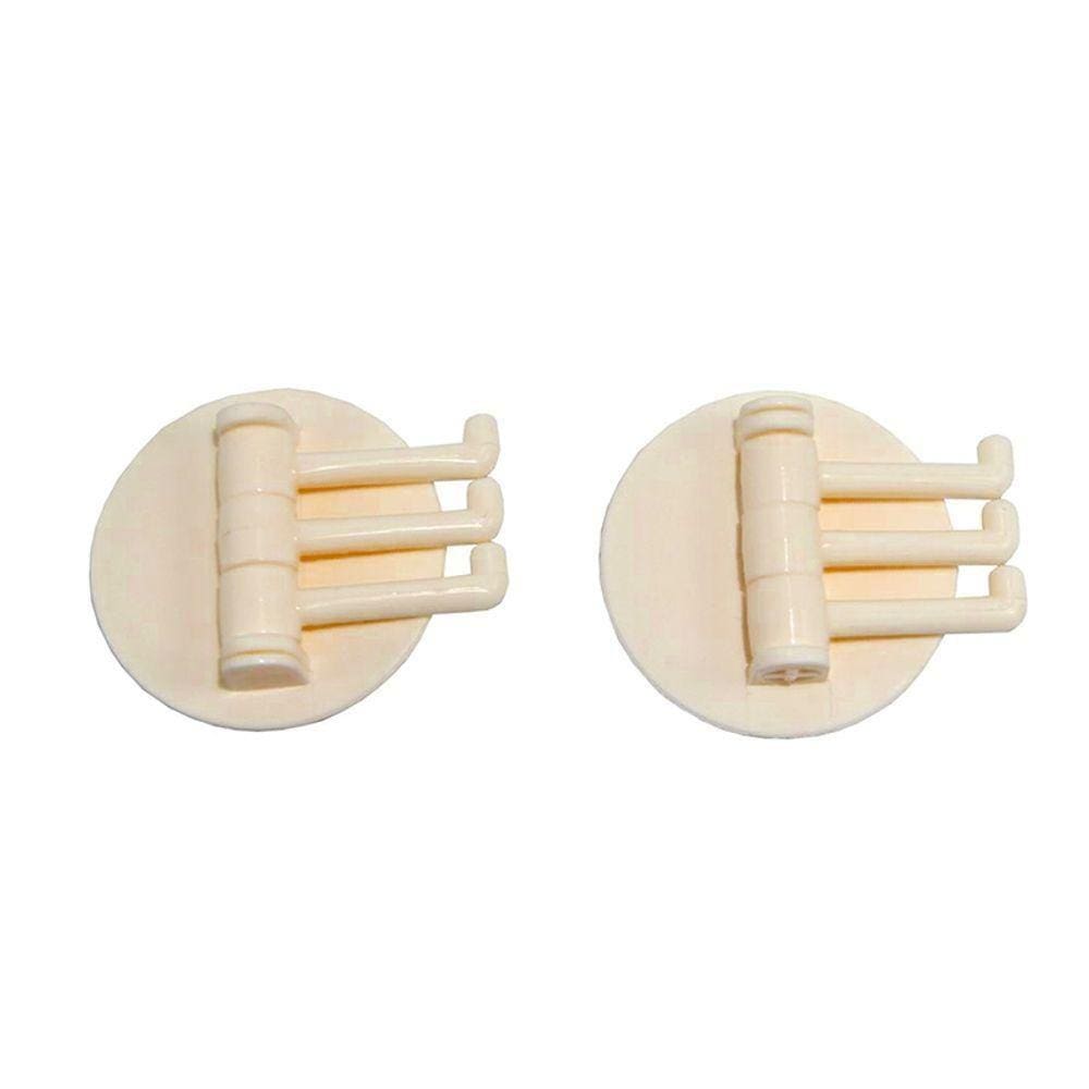 Kit 2 Ganchos De Parede Triplo Multiuso Prático Sem Furos Bege