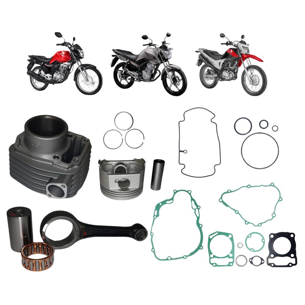 01 Kit Cilindro Completo+Kit Biela Honda NXR 160 0.2 2V Bros 2014 A 2022 Mahle Metal Leve
