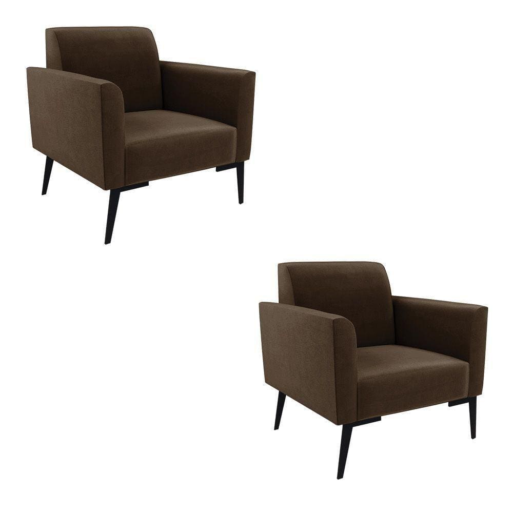 Kit 2 Poltronas Pés Villach Marisa Suede D03 - D\`rossi Cor Marrom