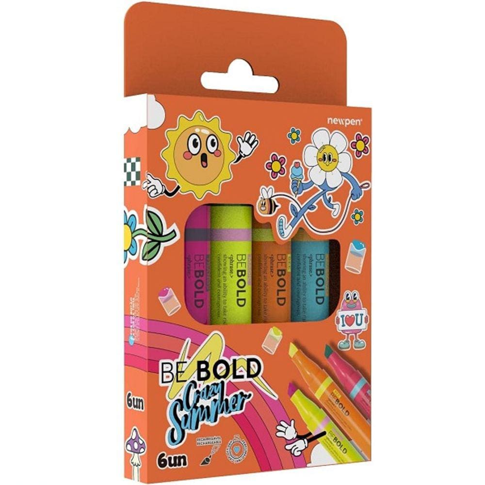 Kit 6 Caneta Marca Texto BE BOLD CRAZY Summer Newpen
