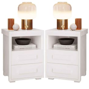Kit 2 Mesas De Cabeceira 2 Gavetas Tóquio 100% Mdf - Casa Chick Branco