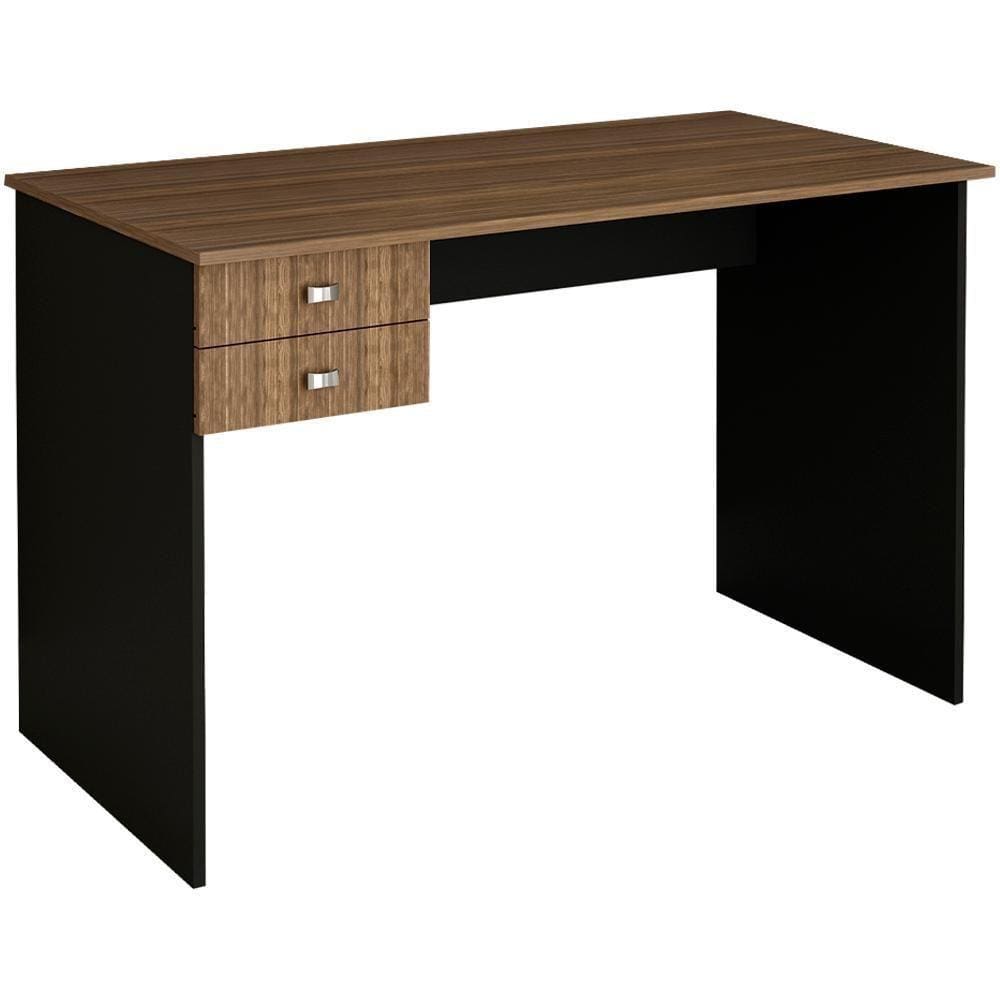 Escrivaninha Mesa Escritorio 2 Gavetas Me4165 Nogal Preto Tecno Mobili Nogal Preto