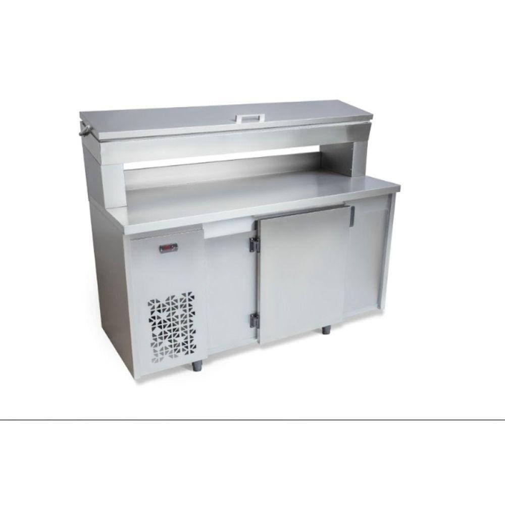 Balcão De Encosto Polar Porta Condimentos Inox 1,50M 127V