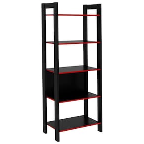 Estante Multiuso 5 Prateleiras Me4166 Preto Vermelho Tecno Mobili Preto Vermelho