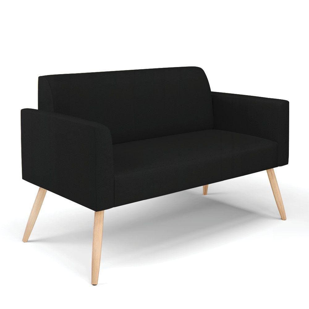 Sofá Namoradeira Pés Palito Natural Marisa Linho D03 - D\`rossi Cor A79 Preto