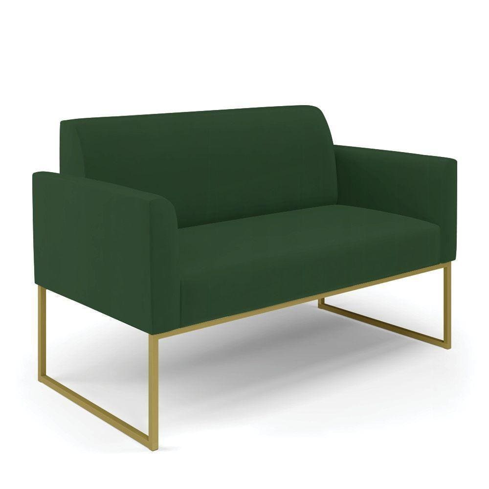 Sofá Namoradeira Base Industrial Dourado Marisa Veludo D03 - D\`rossi Cor Verde