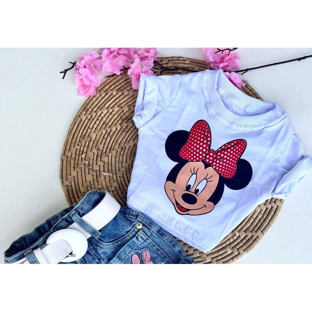 Blusa cropped infantil menina -Personagens Stitch-Minnie etc
