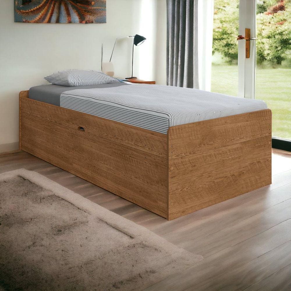 Cama Baú Camila Solteiro Naturale com Colchão Framar