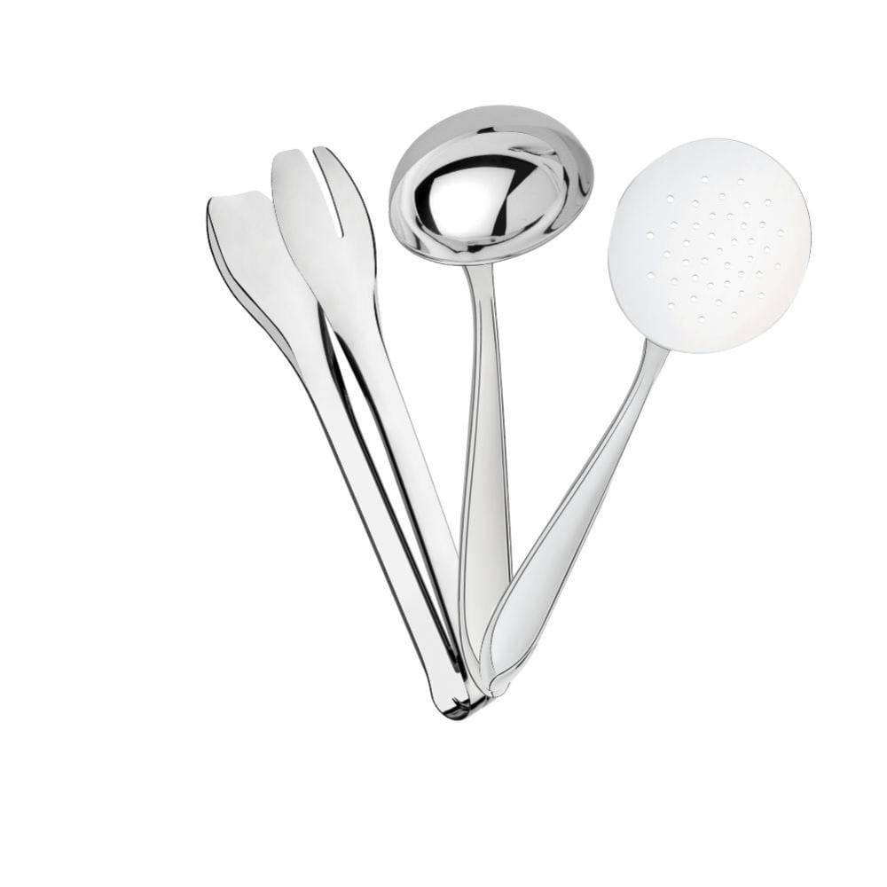 Conjunto Self-service Concha Terrina, Espumadeira Escumadeira Laguna e Pegador Universal Utility em Aço Inox Tramontina
