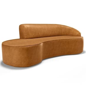 Sofá 3 Lugares Curvo Sala De Estar Living Firenze Direito D02 Couríssimo Whisky 230 Cm B-90 - Lyam