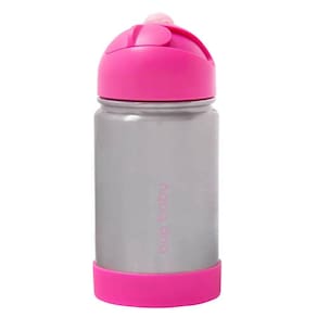Garrafa Flip Térmica Rosa Com Alça De Silicone Bup Baby