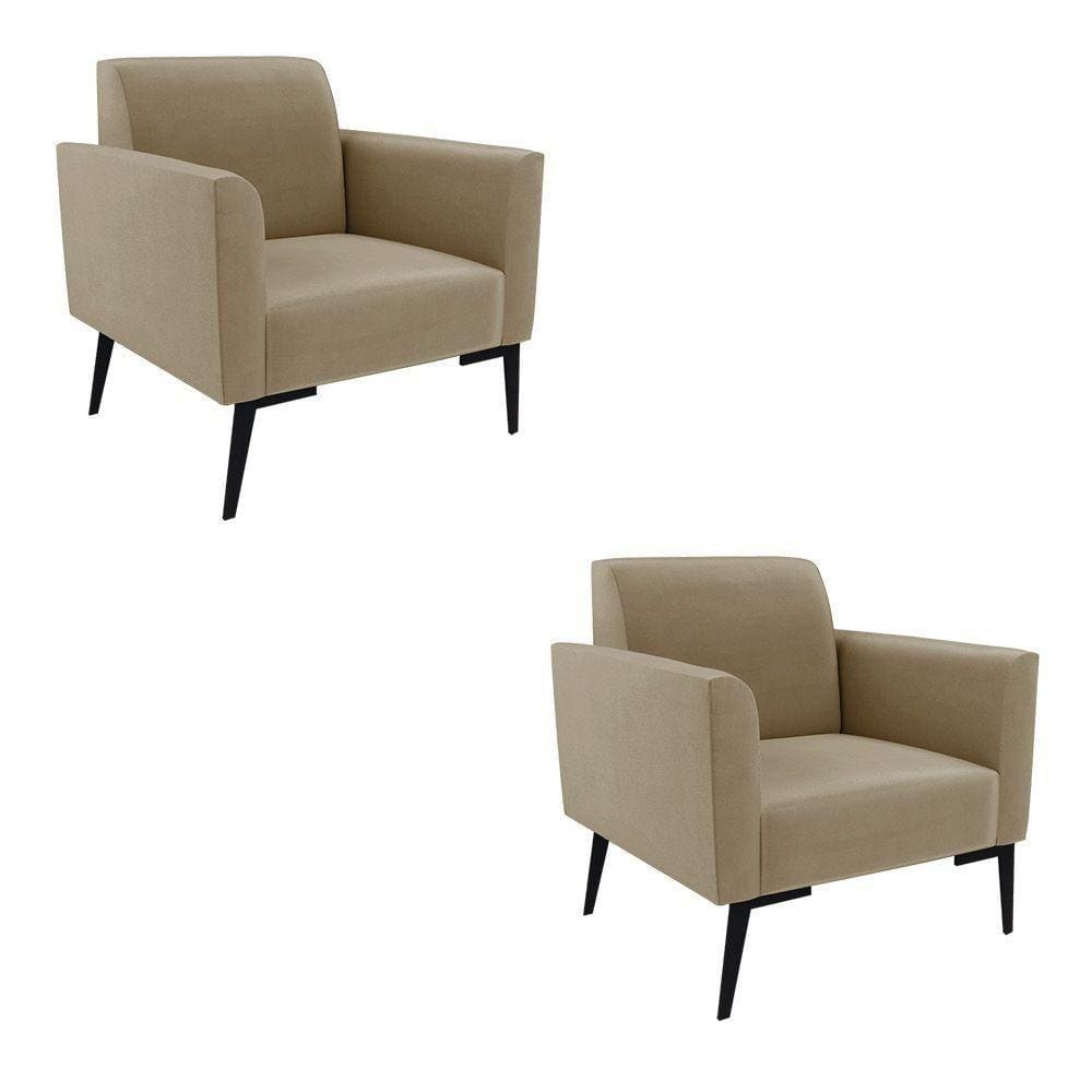 Kit 2 Poltronas Pés Villach Marisa Suede D03 - D\`rossi Cor Marrom Rato