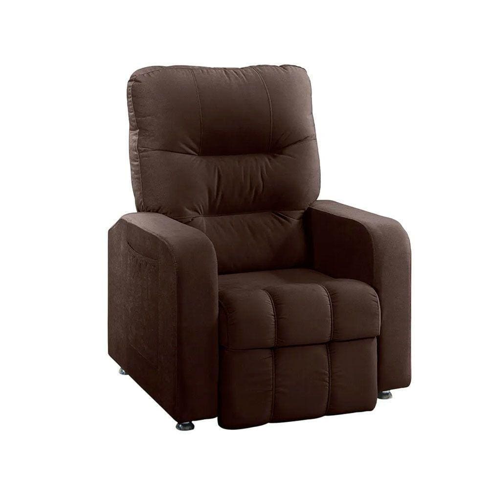 Poltrona Do Papai Reclinável Maldivas Suede Marrom Chocolate Speciale Home Marrom Chocolate