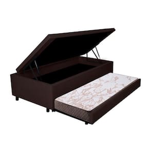 Bicama com Baú Solteirão Reforçado 96x203 Cm em Courino Marrom