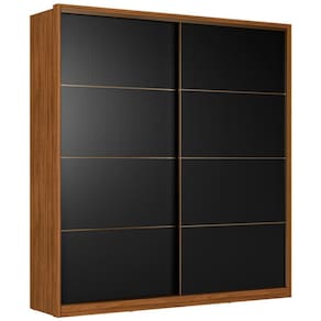 Guarda Roupa Casal 2 Portas De Correr Belga Nogueira Preto Flex Demartez Nogueira Preto Flex