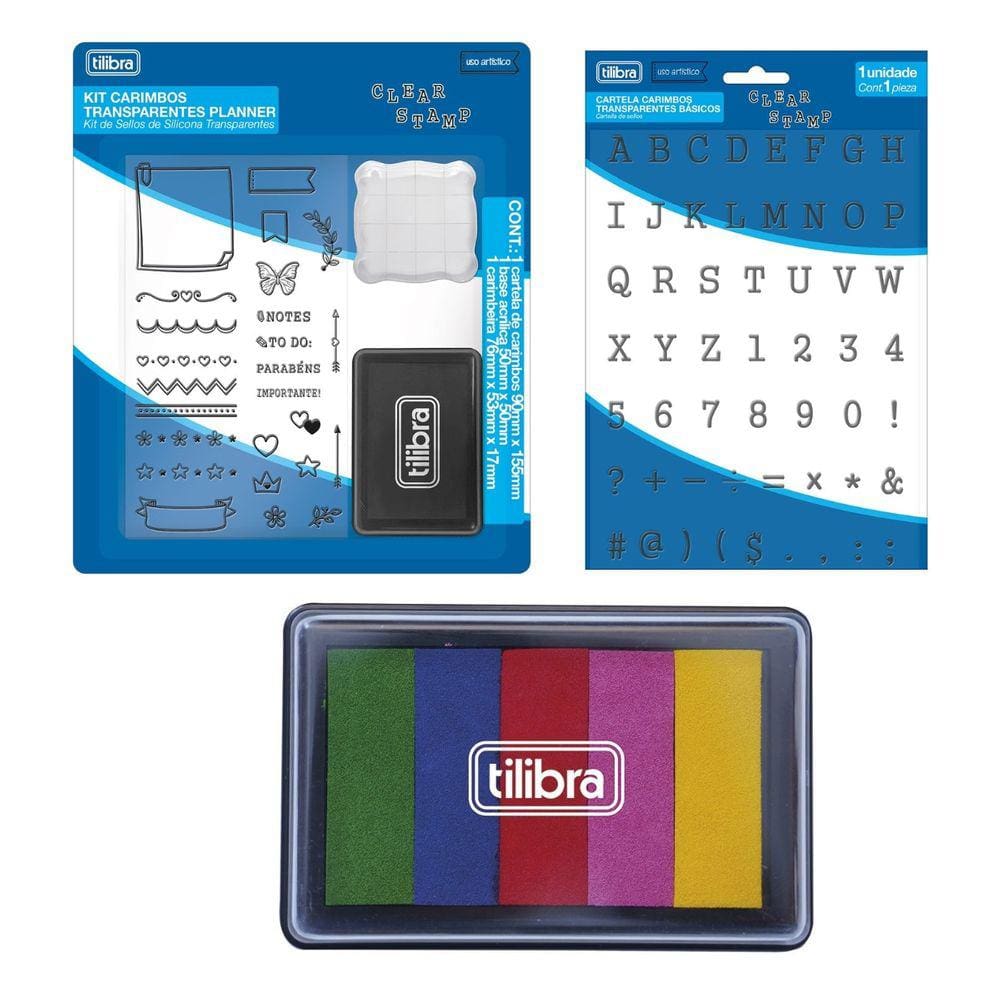 Kit de Carimbos Cartela Transparente + Almofada + Planner - Tilibra