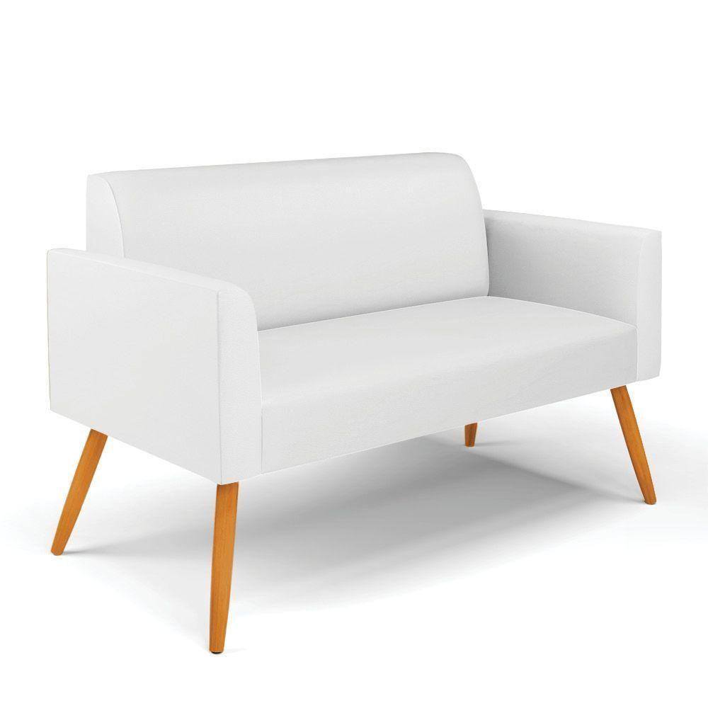 Sofá Namoradeira Pés Palito Castanho Marisa Corino D03 - D\\`rossi Cor Branco