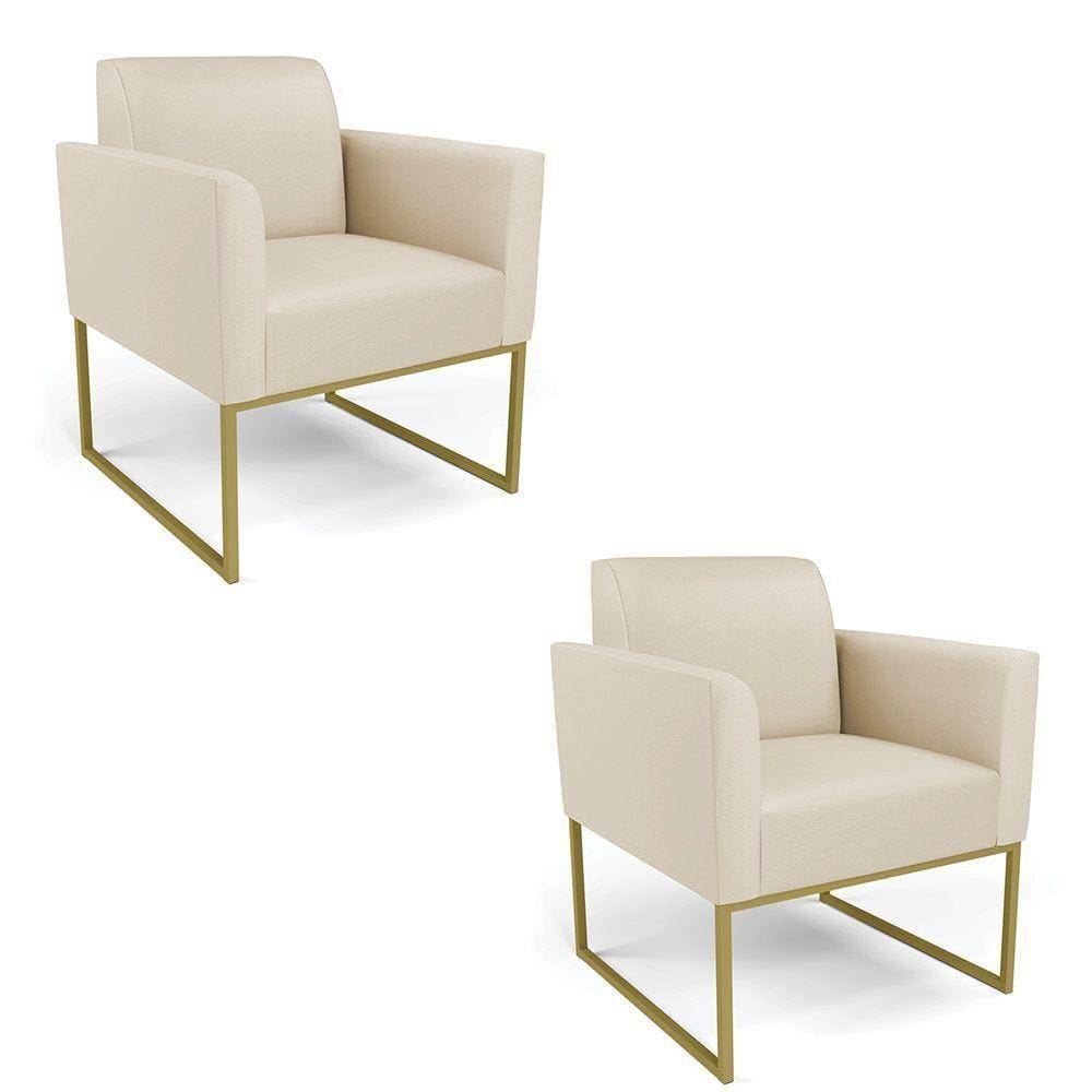 Kit 2 Poltronas Base Industrial Dourado Marisa Corino D03 - D\`rossi Cor Preto