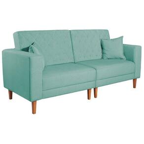 Sofá 03 Lugares Living Ponza Suede Cor Azul Tiffany