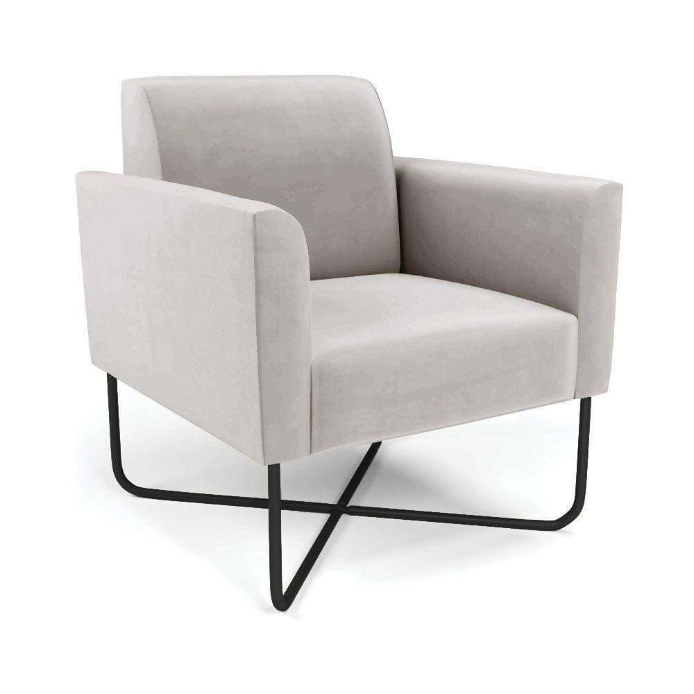 Poltrona Base X Industrial Preto Marisa Veludo Cinza D03 - D\`rossi