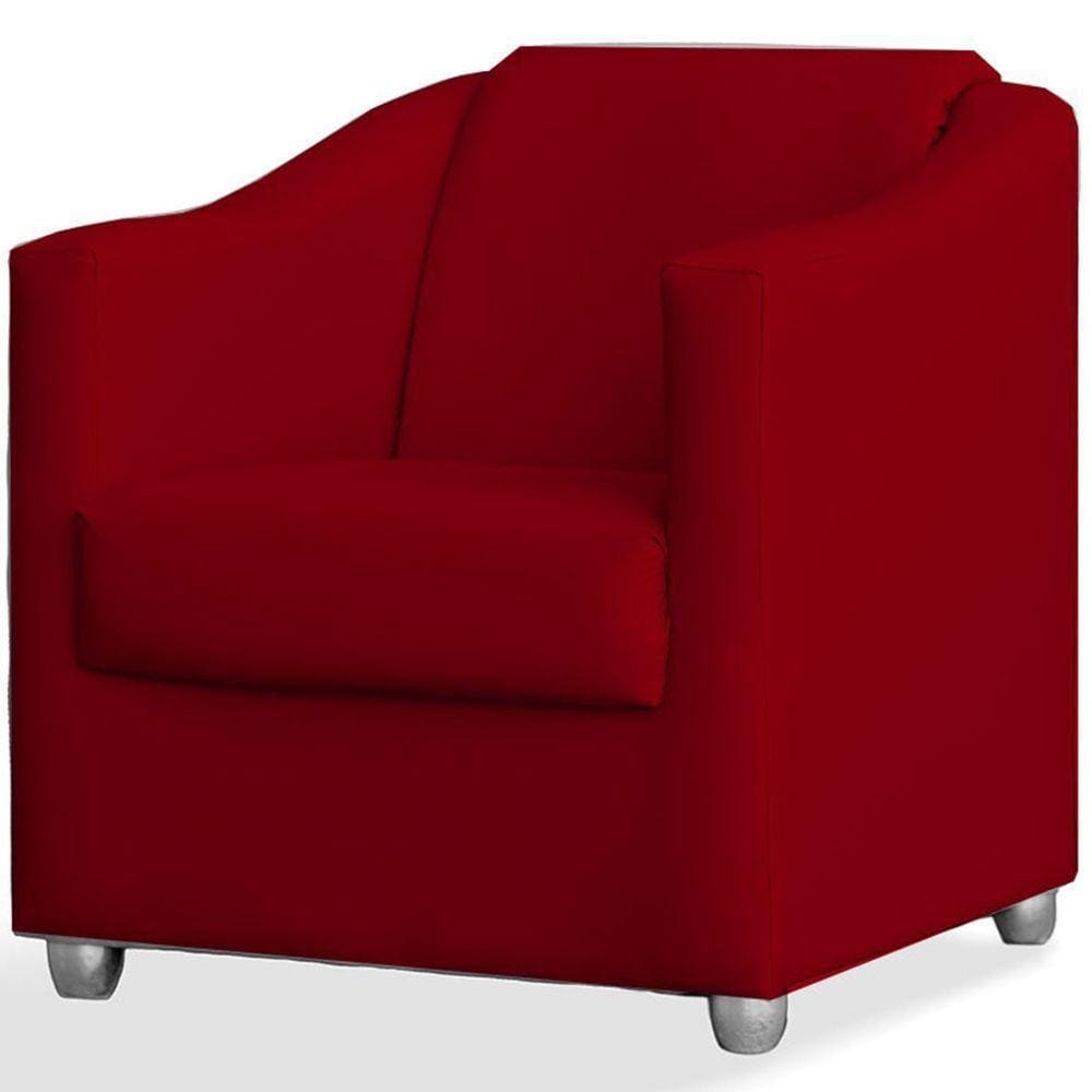 Poltrona Decorativa Luiza Suede Vermelho