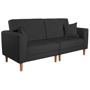 Sofá 03 Lugares Living Ponza Suede Cor Preto