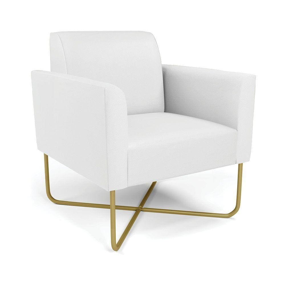 Poltrona Base X Industrial Dourado Marisa Corino Branco D03 - D\`rossi