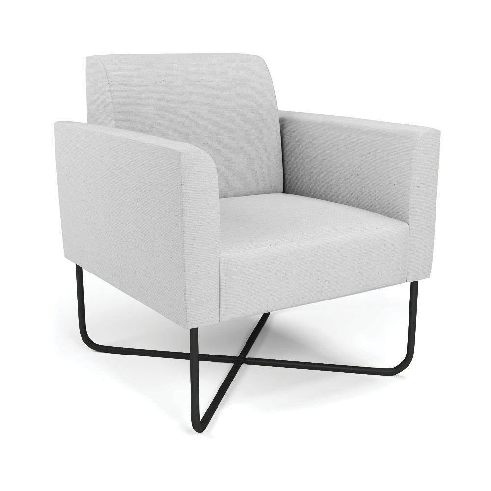 Poltrona Base X Industrial Preto Marisa Linho Cinza A05 D03 - D\`rossi
