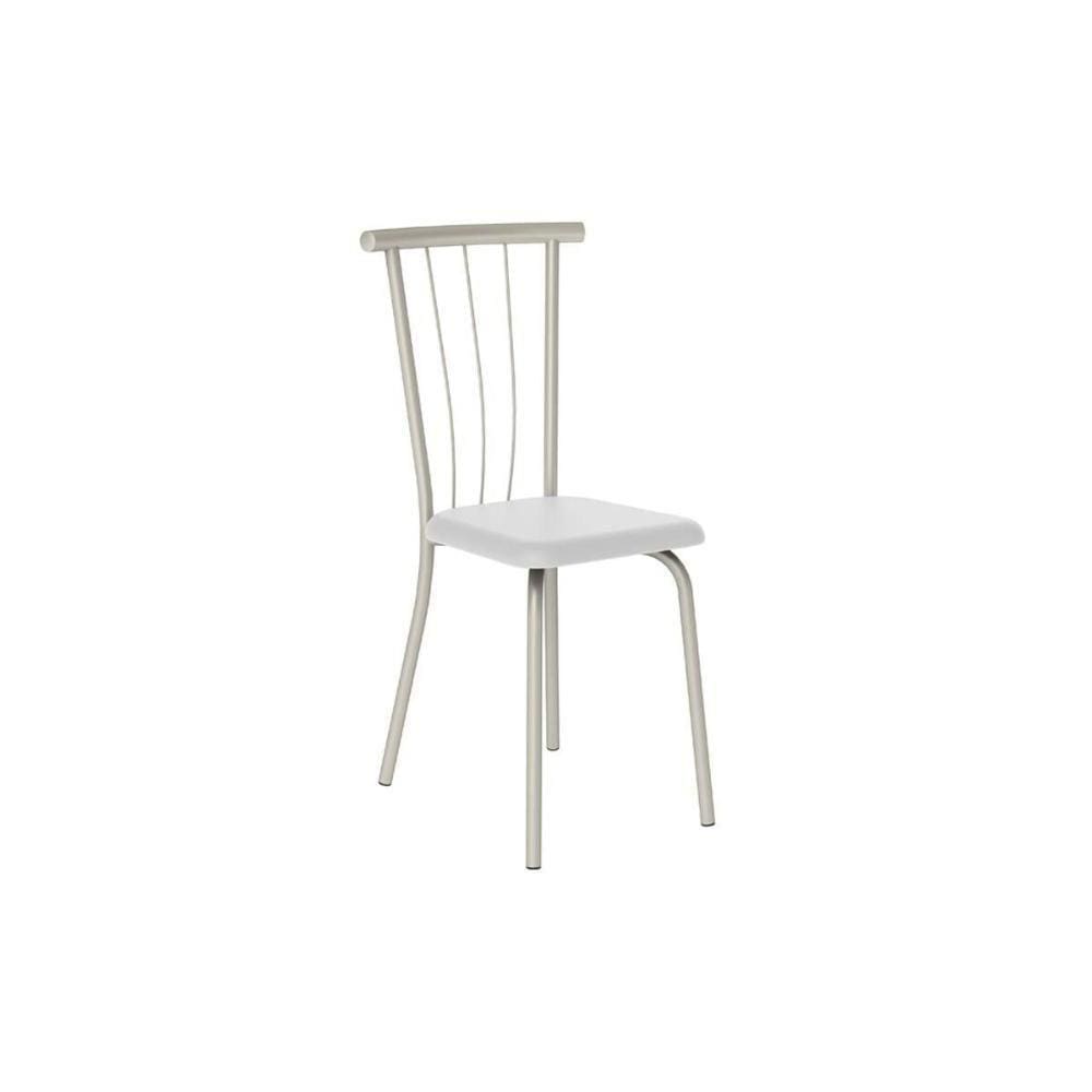 Cadeira Sala De Jantar 154 Aço Kit 2 Uni Prata - Assento Courano Branco - Carraro